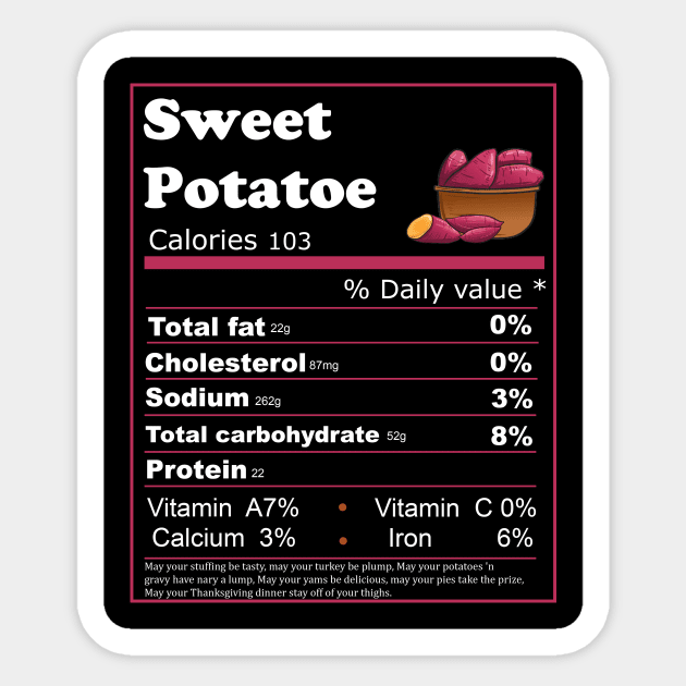 Sweet Potatoes Nutrition Facts Thanksgiving Sticker by Flipodesigner